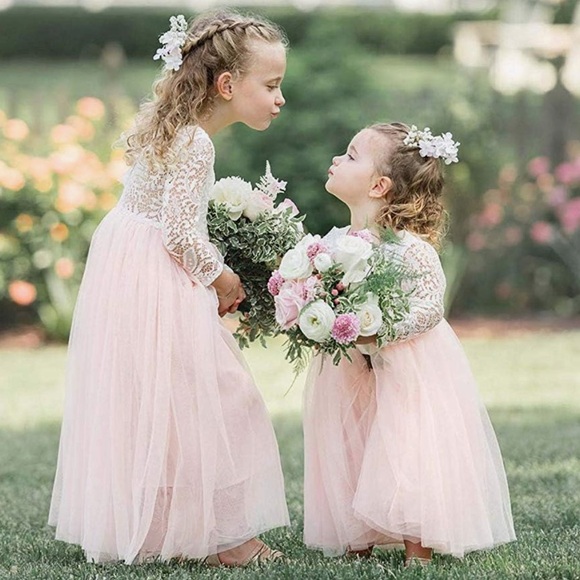 Easter Toddler Full-Length Straight Tulle Tutu Lace Back Party Flower Girl Dress - Picture 2 of 3